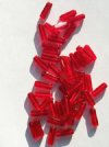 50 5x15mm Transparent Red Glass Rectangle Beads
